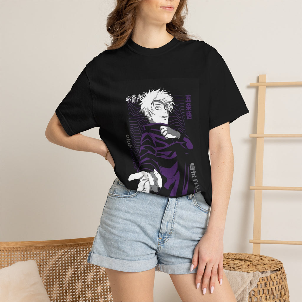 Anime Graphic T-Shirt — Purple Monochrome Manga Character Design