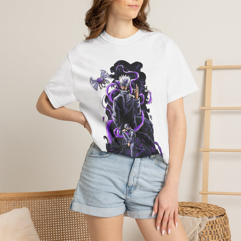 Anime Dark Sorcerer Graphic T-Shirt — Purple Shadow Jujutsu Design