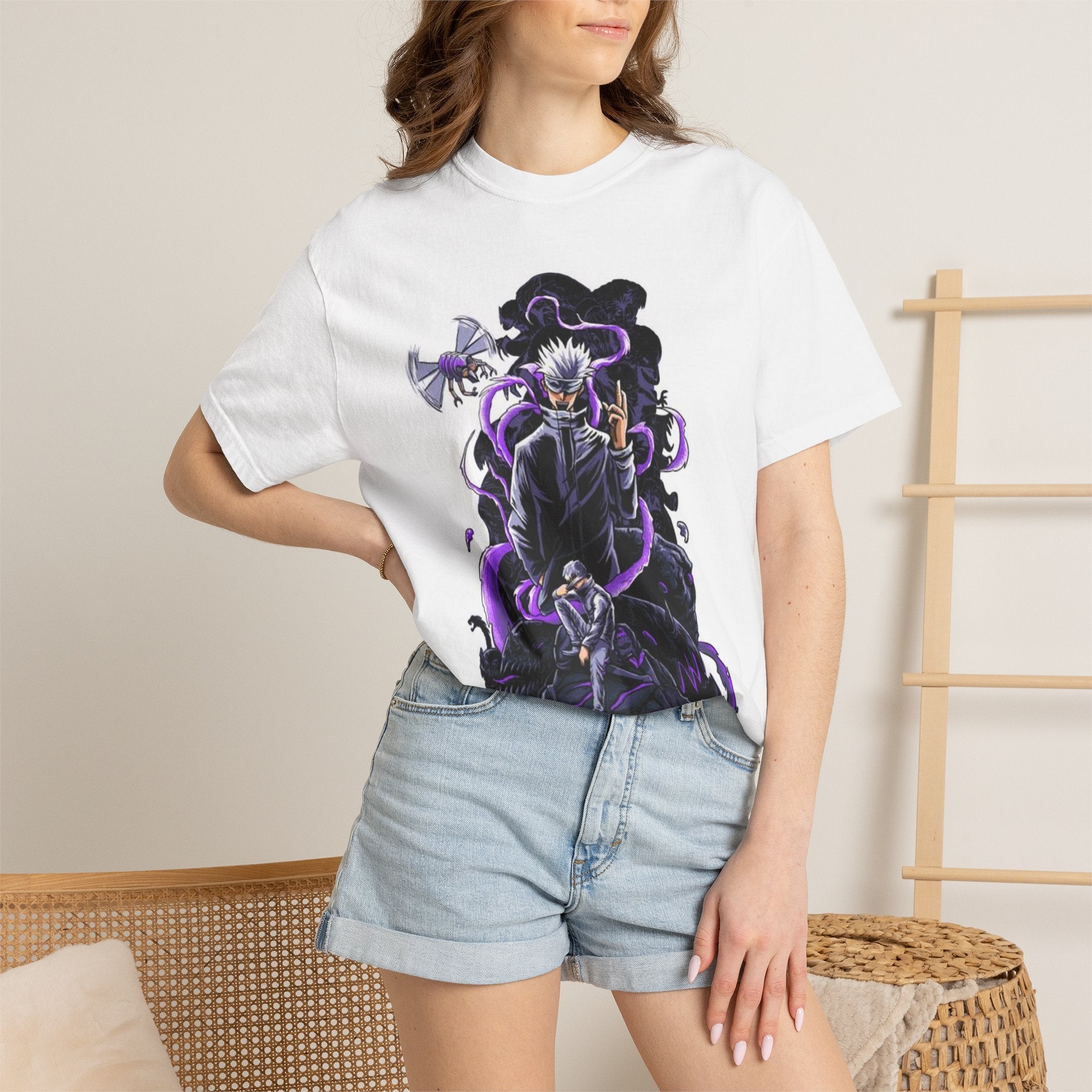 Anime Dark Sorcerer Graphic T-Shirt — Purple Shadow Jujutsu Design