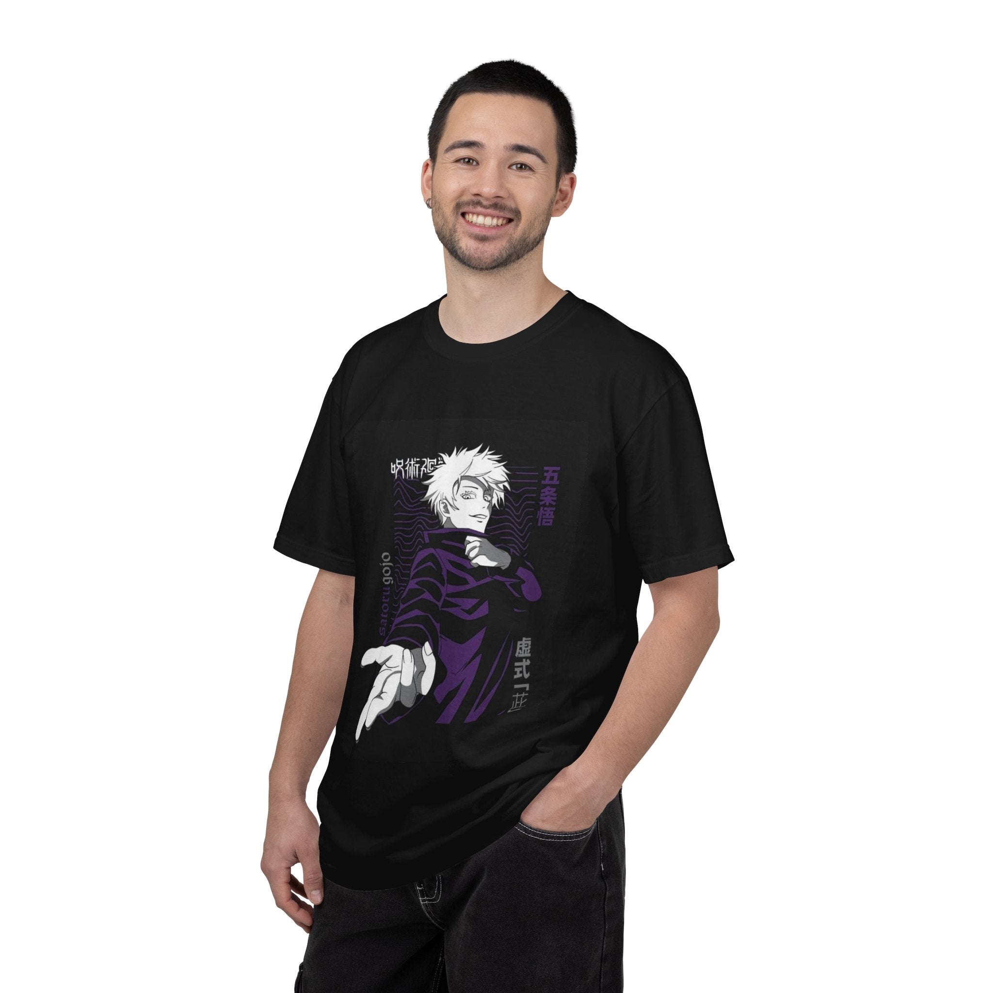 Anime Graphic T-Shirt — Purple Monochrome Manga Character Design