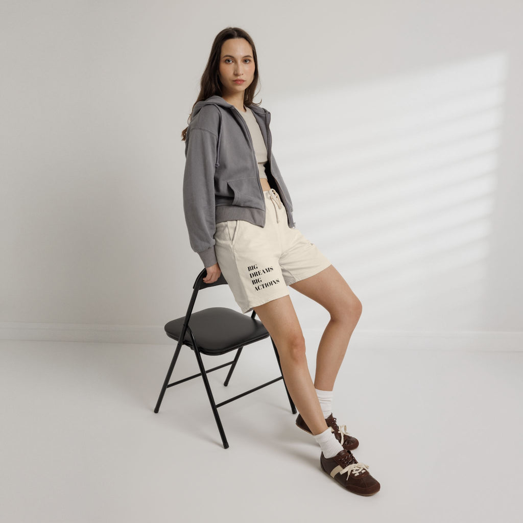 Sweat Shorts - "Big Dreams Big Actions" Minimal Fleece Lounge Shorts