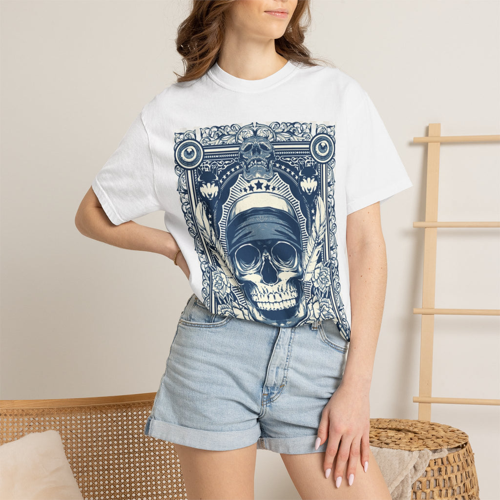Skull Crown Graphic T-Shirt — Vintage Ornate Skeleton Design