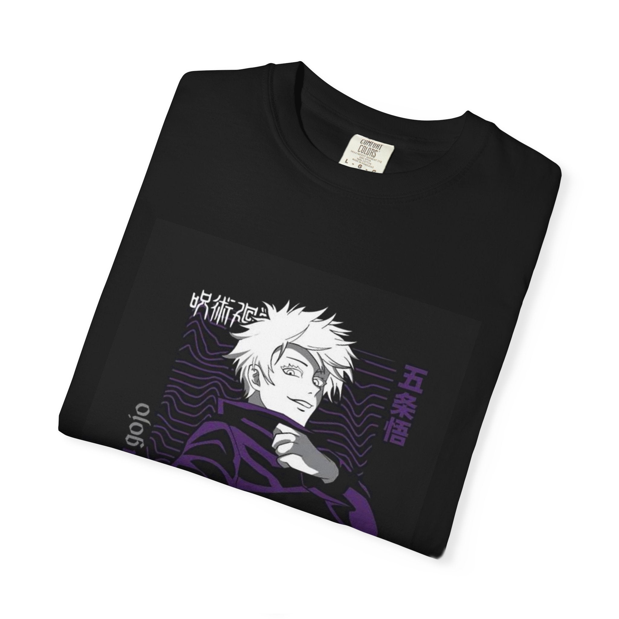 Anime Graphic T-Shirt — Purple Monochrome Manga Character Design