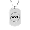 WVZ Logo Dog Tag Necklace — Engraved Military-Style Pendant with Chain (Gold or Silver)