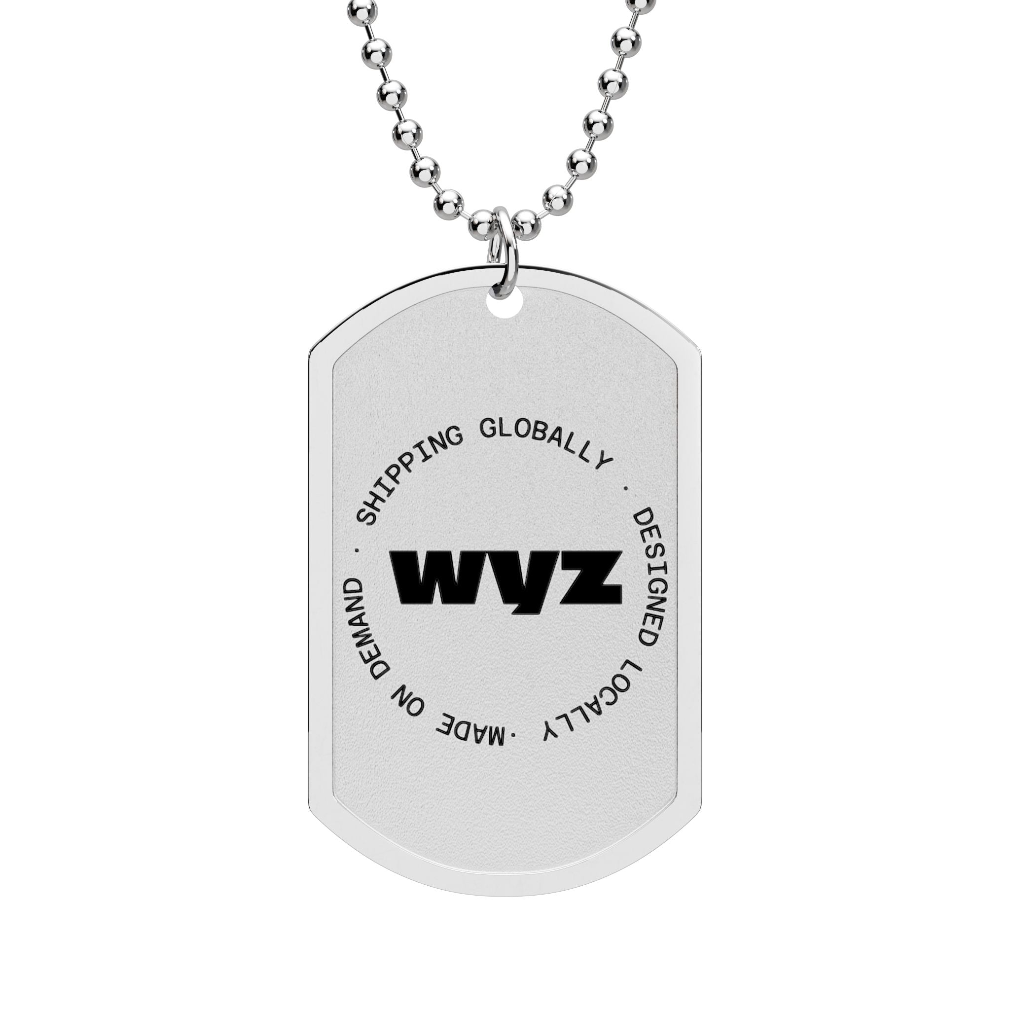 WVZ Logo Dog Tag Necklace — Engraved Military-Style Pendant with Chain (Gold or Silver)