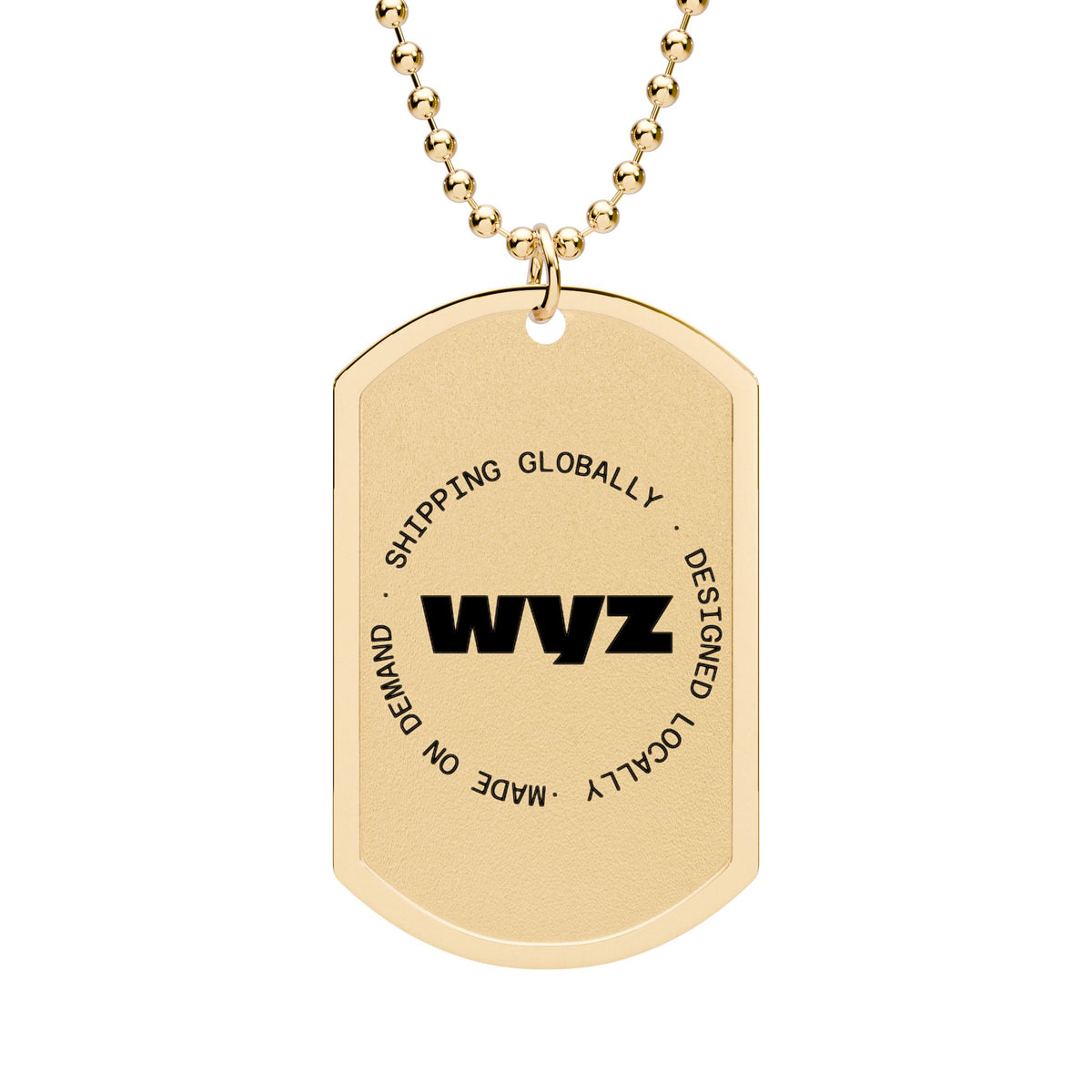 WVZ Logo Dog Tag Necklace — Engraved Military-Style Pendant with Chain (Gold or Silver)