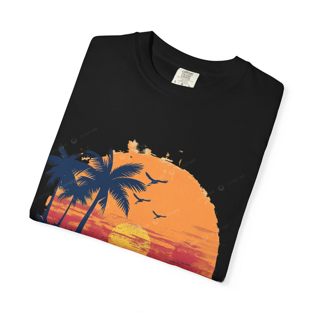 Sunset Beach T-Shirt — Vintage Tropical Palm Tree Tee