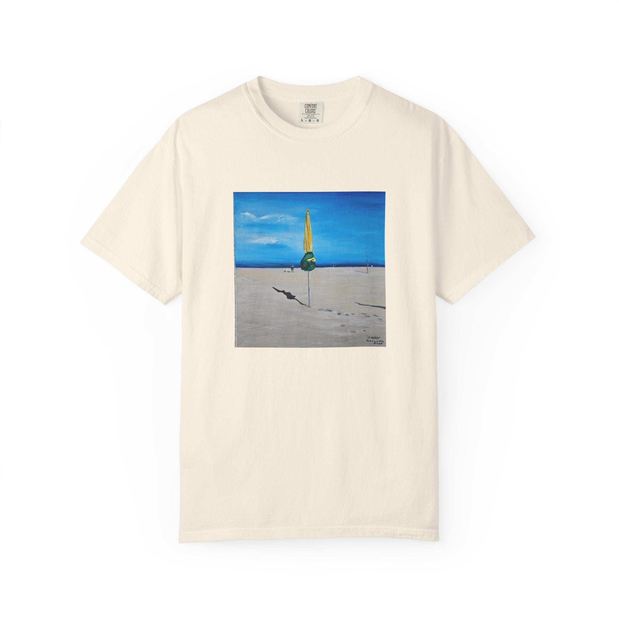 Beach Umbrella Sunset T-Shirt — Coastal Surfboard Art Tee