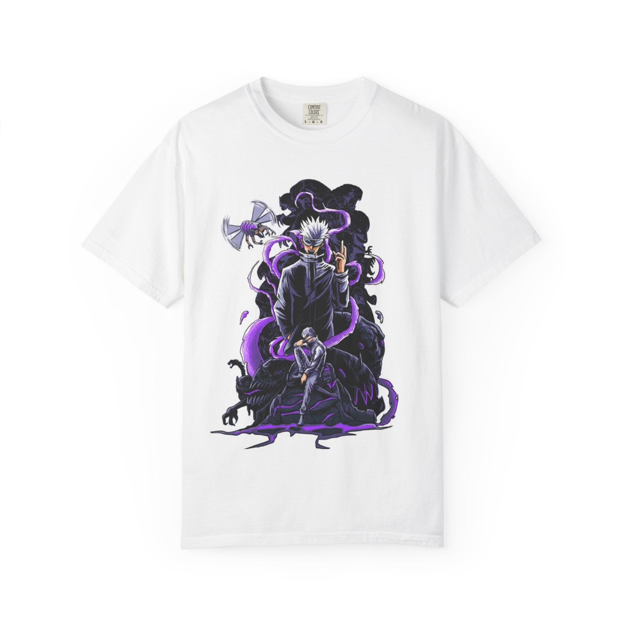 Anime Dark Sorcerer Graphic T-Shirt — Purple Shadow Jujutsu Design