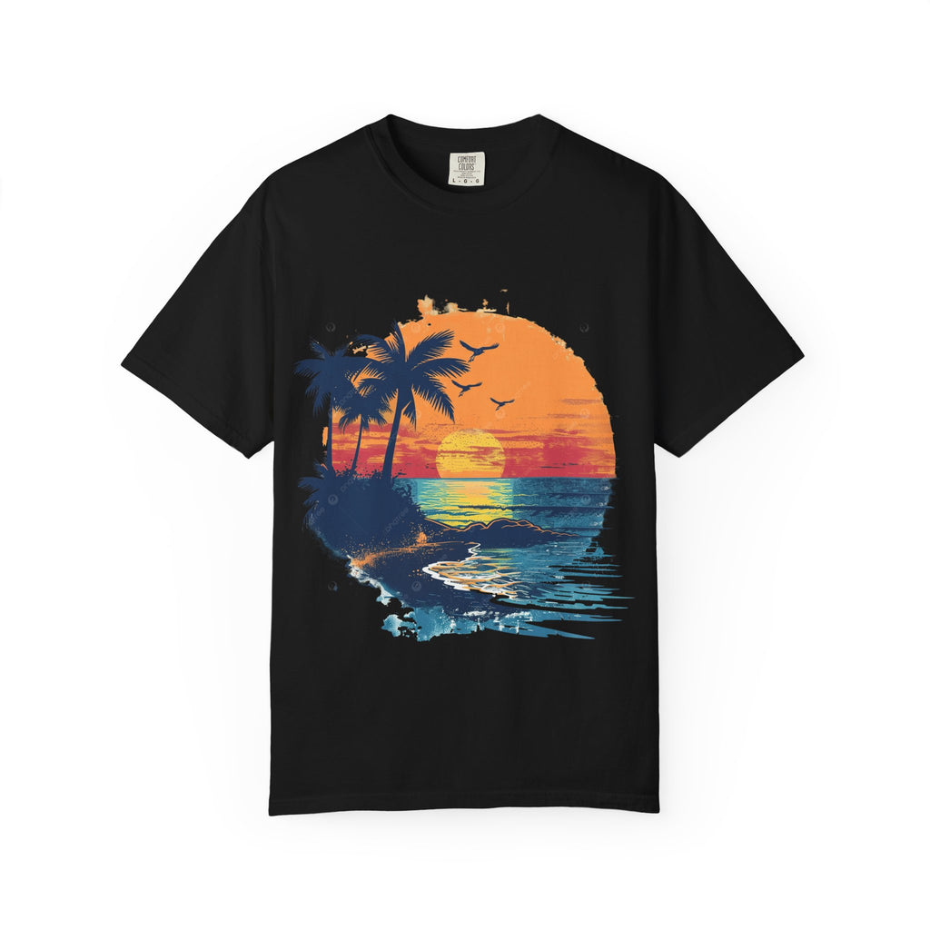 Sunset Beach T-Shirt — Vintage Tropical Palm Tree Tee