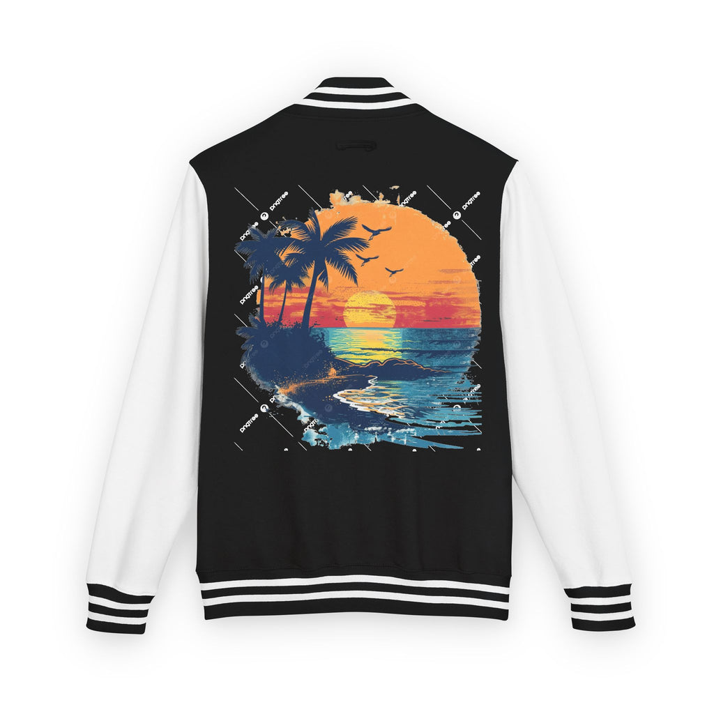 Sunset Beach Letterman Jacket – Retro Palm Tree Varsity Jacket