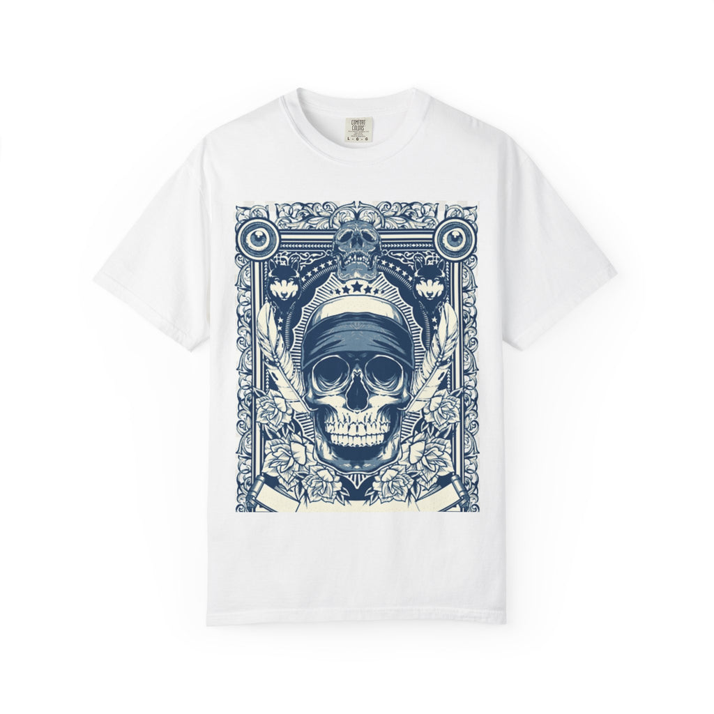 Skull Crown Graphic T-Shirt — Vintage Ornate Skeleton Design