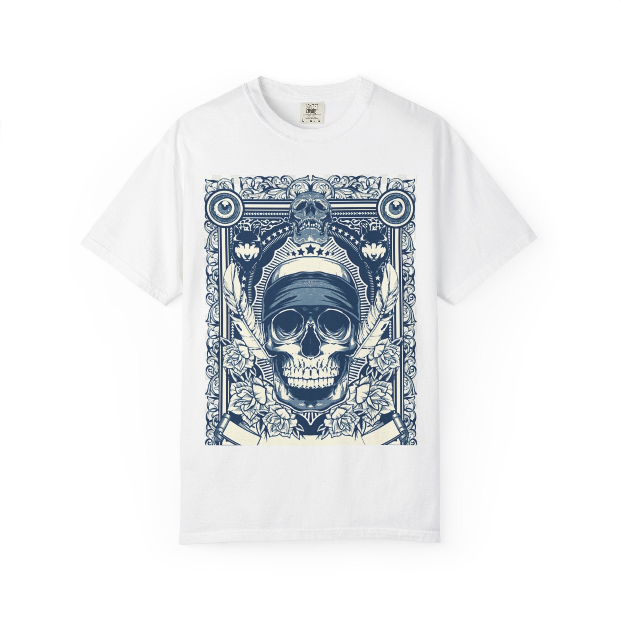 Skull Crown Graphic T-Shirt — Vintage Ornate Skeleton Design