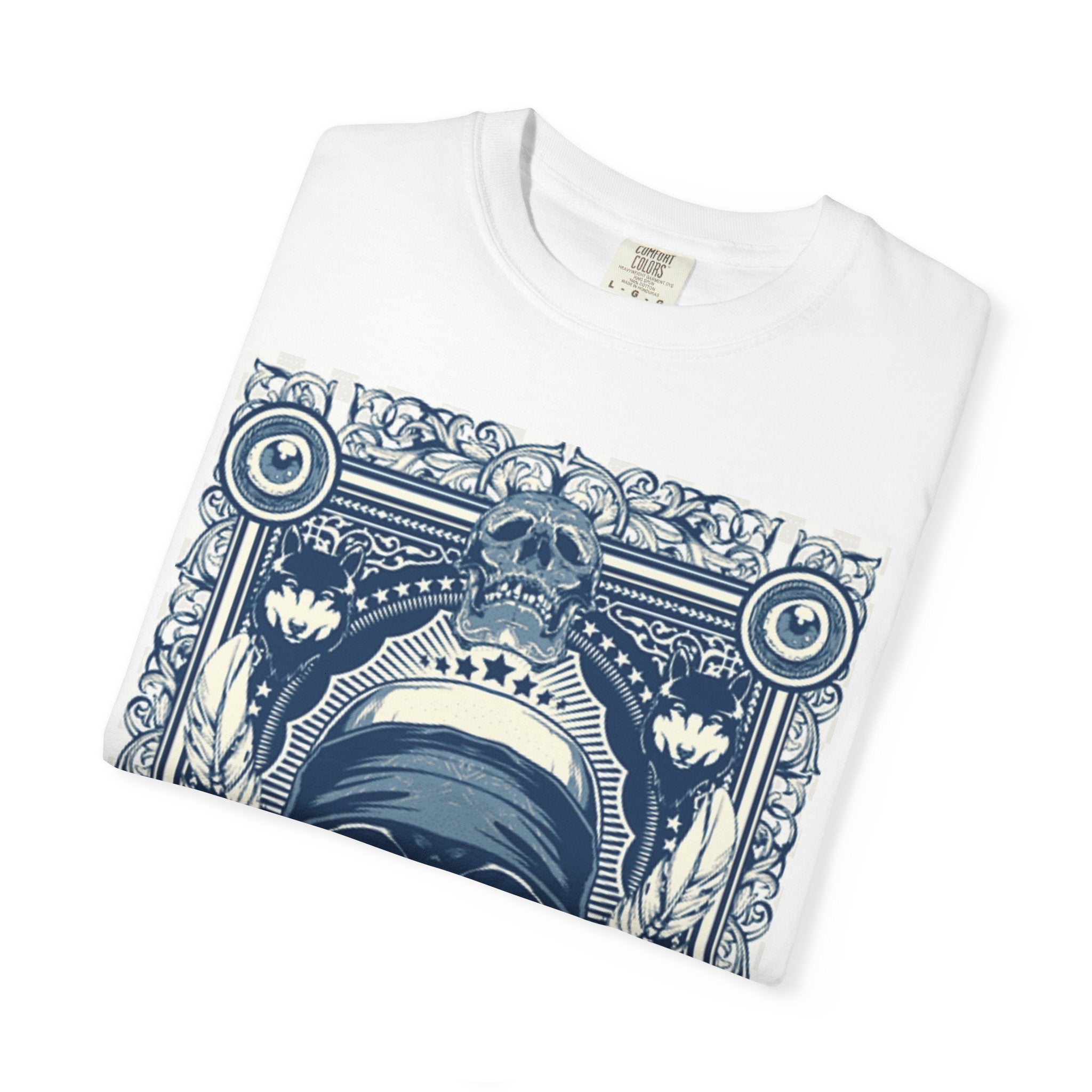 Skull Crown Graphic T-Shirt — Vintage Ornate Skeleton Design
