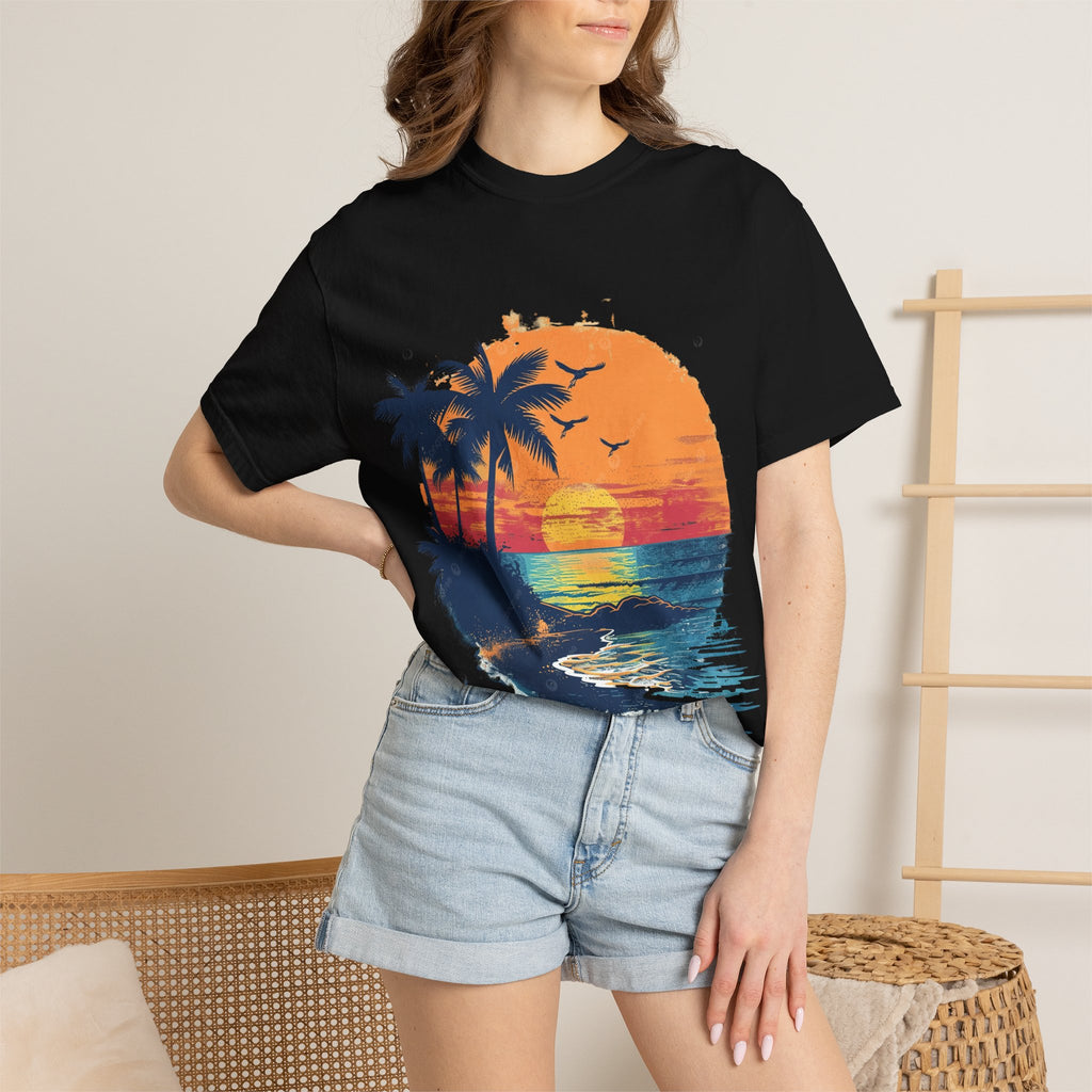 Sunset Beach T-Shirt — Vintage Tropical Palm Tree Tee