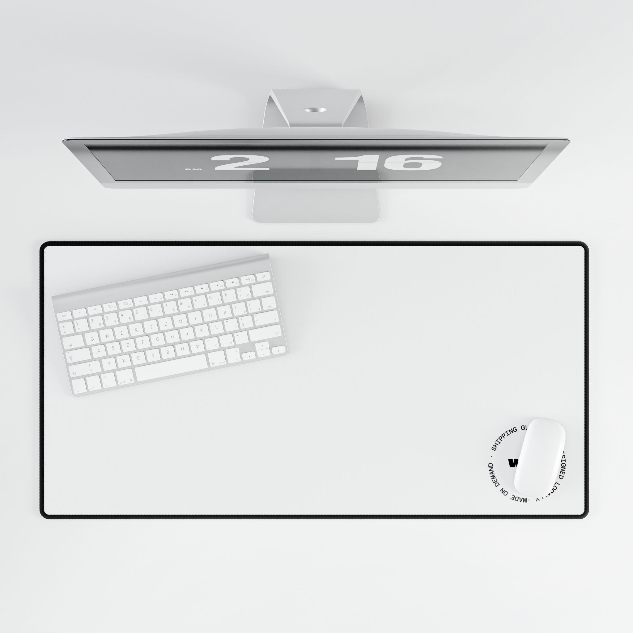 Minimalist White & Black Large Desk Mat — Clean Gaming/Work Mouse Pad